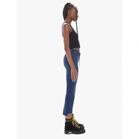 MOTHER The Insider Crop Step Fray Flare Cropped Jeans Denim in Good For You 24 - Picture 16 of 17